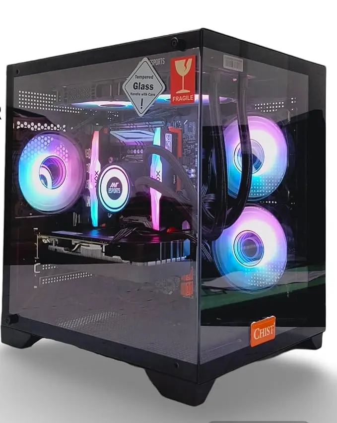 CHIST Gaming Desktop PC, Ryzen 5 5500, 32GB DDR4, 1TB NVMe SSD, RTX 3050 6GB, Liquid Cooling with RGB Fans Wi-FI Bluetooth,Windows 11 pro.